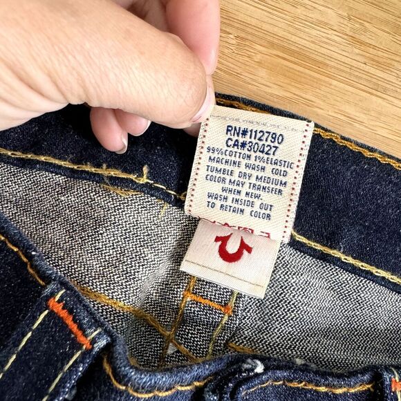True Religion Jeans SZ 29 Low Rise Blue Johnny Kick Flare Stretch DEADSTOCK Y2K - Picture 4 of 11